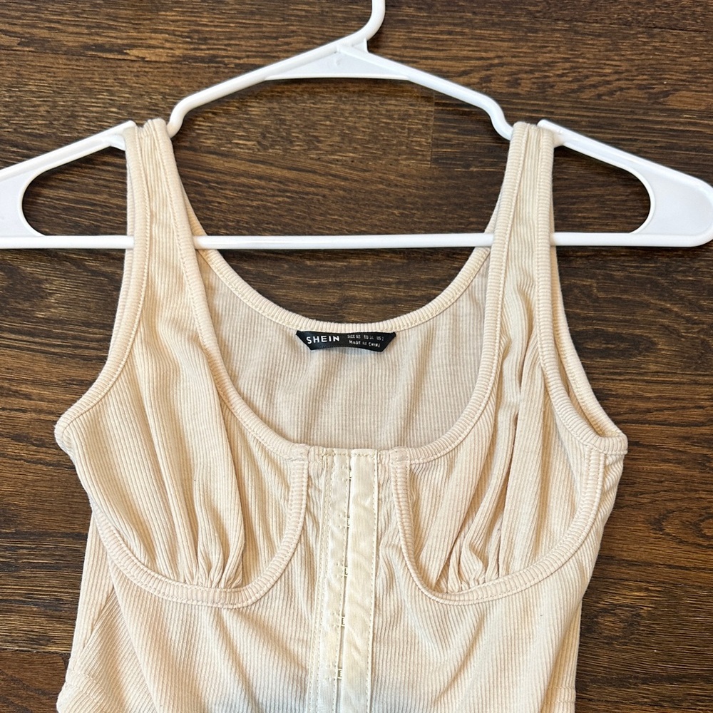 Cream Ribbed Crop Top - Picture 6 of 7